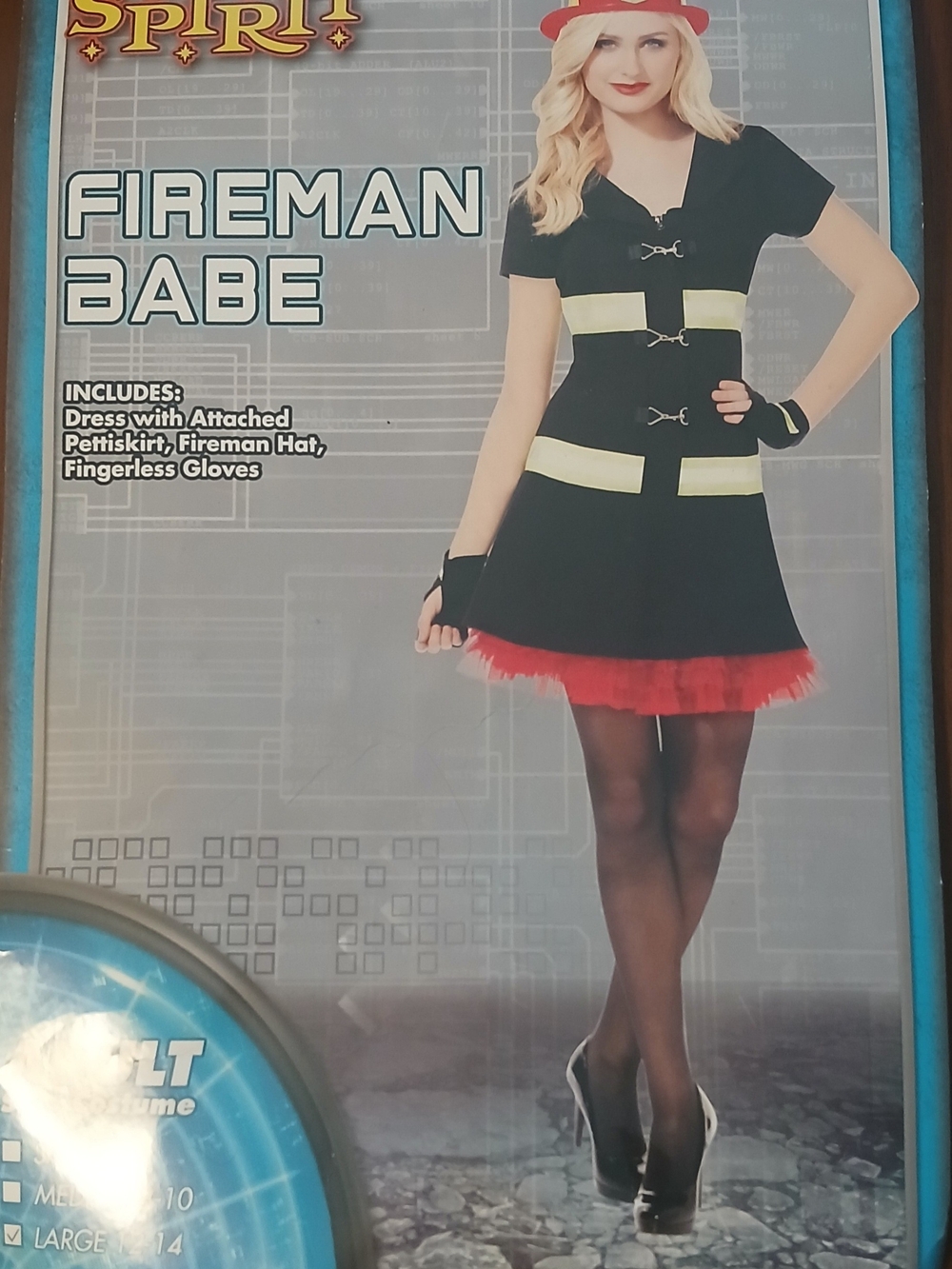 Spirit Fireman Babe Mini Dress in Black with Red Tulle and Yellow Accents